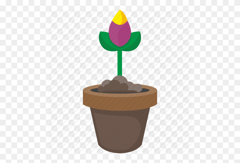 512x512 Bud, Flower, Leaf, Plant, Pot, Rose Icon - Flower Bud Clipart