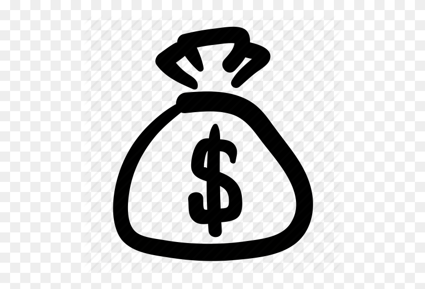 512x512 Budget, Business, Cash, Dollar, Doodle, Finance, Money Bag Icon - Bag Of Money PNG