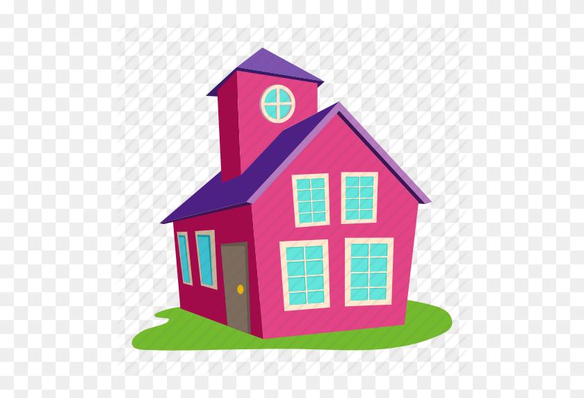 512x512 Building, Cartoon, Colored House, Front, Home, Logo, Roof Icon - Cartoon House PNG