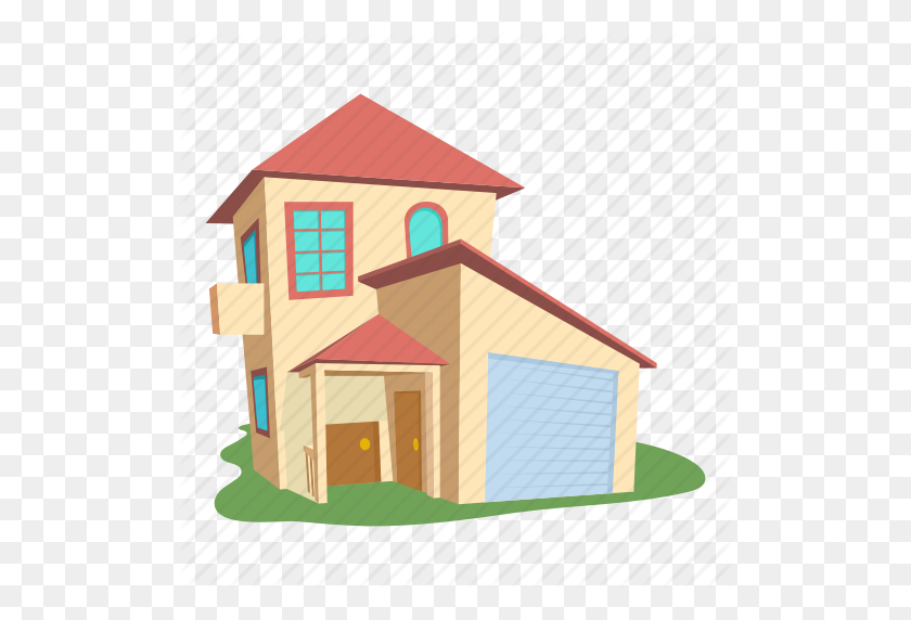 512x512 Building, Cartoon, Front, Home, Logo, Modern House, Roof Icon - Cartoon House PNG