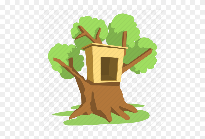 512x512 Building, Cartoon, Front, Home, Logo, Roof, Tree House Icon - House Cartoon PNG