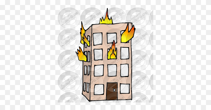380x380 Building On Fire Picture For Classroom Therapy Use - Building On Fire Clipart