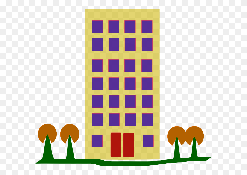 600x536 Building With Trees Clip Art - B Flat Clipart