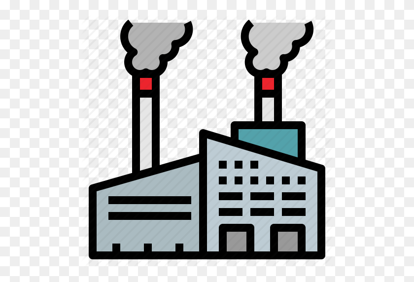 512x512 Здания, Загрязнение, Завод, Промышленность, Промышленность, Ландшафт - Загрязнение Клипарт