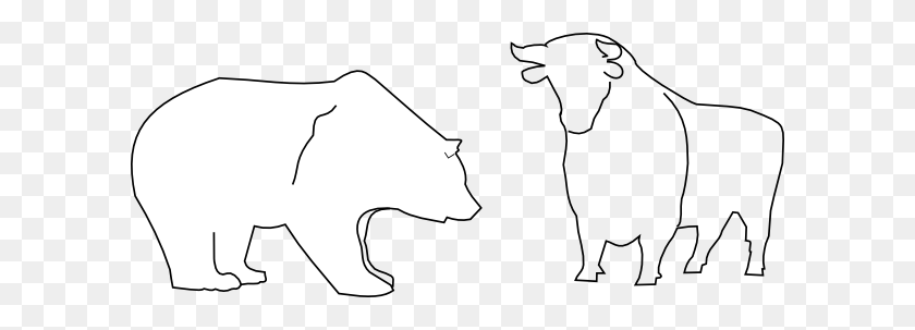 600x243 Bull And Bear Clip Art Free Vector - Bull Clipart