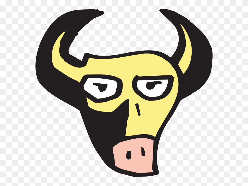 600x569 Bull Face In Shadow Clip Art - Bull Face Clipart
