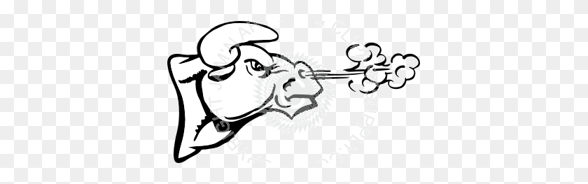 361x203 Bull Head With Smoke Coming Out Of Nose - Smoke Clipart Black And White