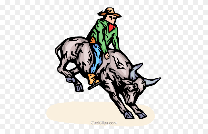 465x480 Bull Rider Royalty Free Vector Clip Art Illustration - Bull Riding Clip Art