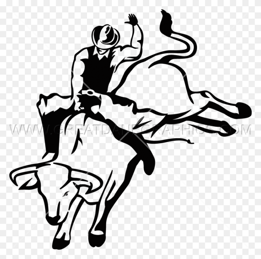 825x818 Bull Riding Production Ready Artwork For T Shirt Printing - Bull Clipart Black And White