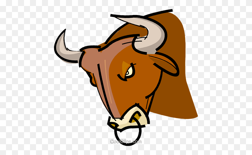 480x456 Bull With Nose Ring Royalty Free Vector Clip Art Illustration - Nose Ring PNG