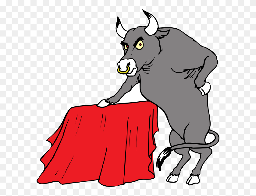 600x584 Bull With Red Cape Png, Clip Art For Web - Red X Clipart