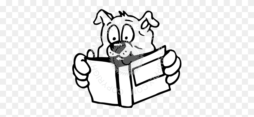361x327 Bulldog Reading A Book - Bulldog Clipart Black And White