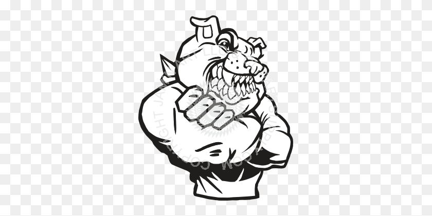 301x361 Bulldog With Arms Crossed And Sharp Teeth - Sharp Teeth Clipart