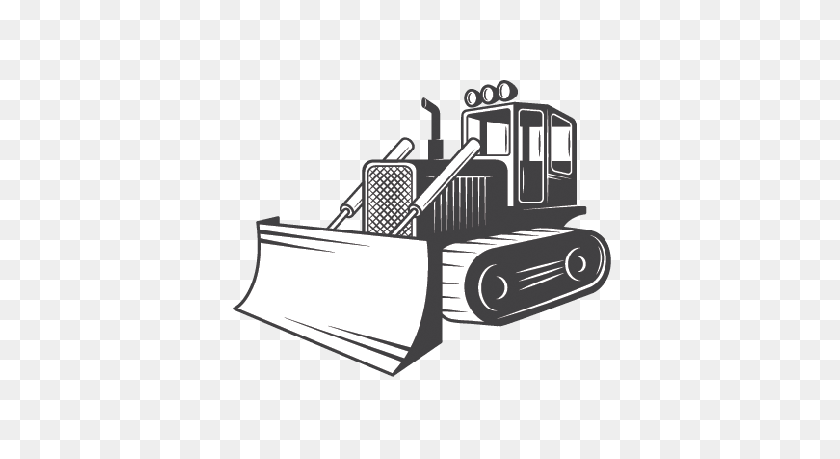 396x399 Bulldozer Clipart Black And White - Trackhoe Clipart