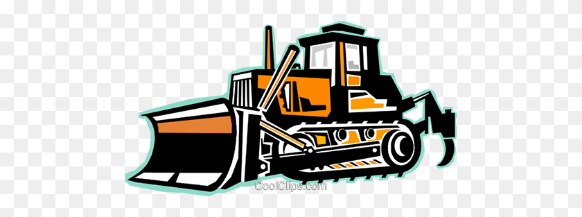 480x253 Bulldozer Royalty Free Vector Clip Art Illustration - Construction Vehicles Clipart