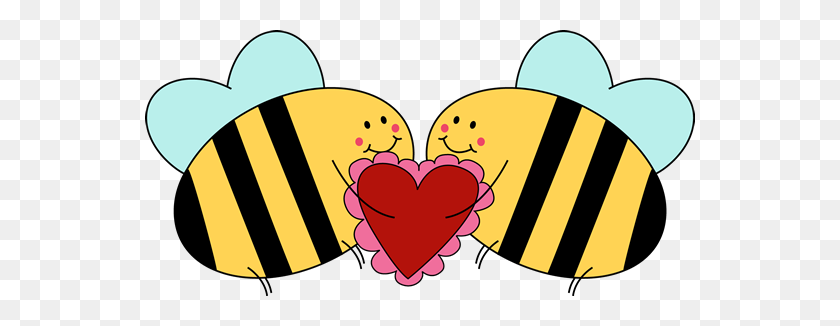 550x266 Bumble Bees Coloring - Kids Valentines Clipart