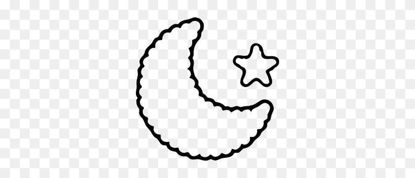 300x300 Bumpy Moon With Star Sticker - Moon And Stars Clipart Black And White