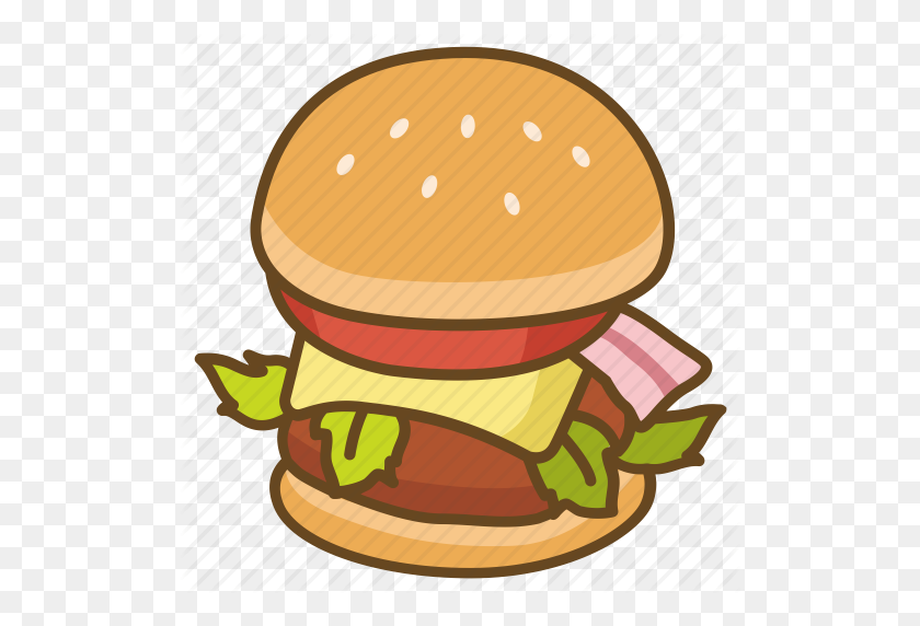 512x512 Bun, Burger, Cheeseburger, Gourmet, Hamburger, Lunch Icon - Hamburger Bun Clipart
