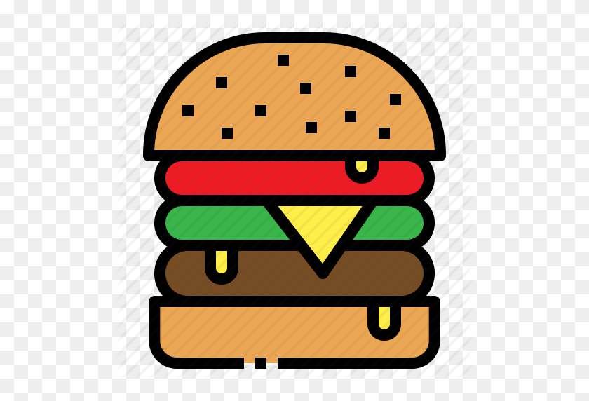 512x512 Bollo, Hamburguesa, Comida Rápida, Hamburguesa, Icono De Carne - Burger Patty Clipart