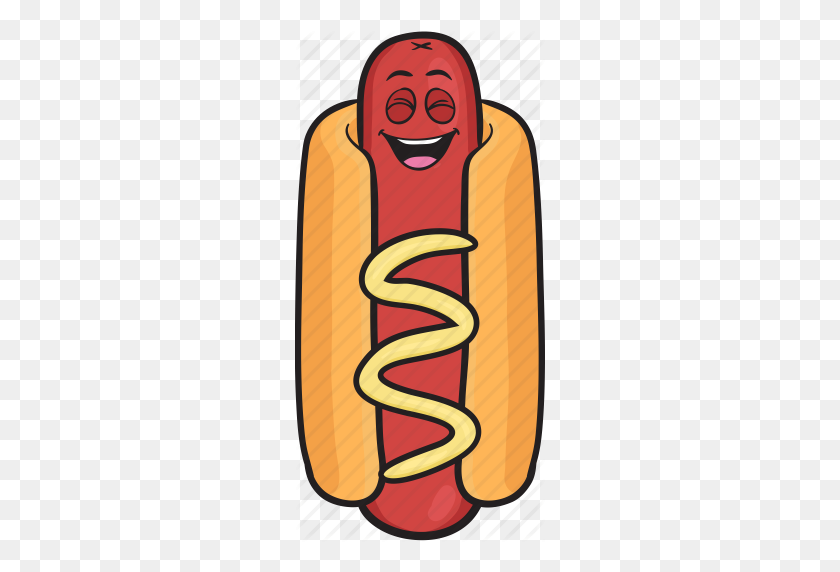 250x512 Bun, Dog, Emoji, Hot, Mustard, Smiley, Weiner Icon - Weiner Dog Clip Art