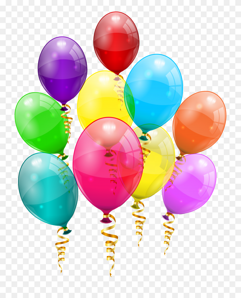 5189x6511 Bunch Of Colorful Balloons Png Clipart Gallery - Free Clip Art Birthday Wishes