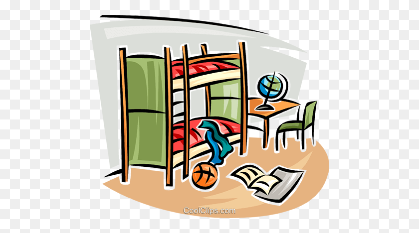 480x408 Bunk Beds Royalty Free Vector Clip Art Illustration - Clean Room Clipart