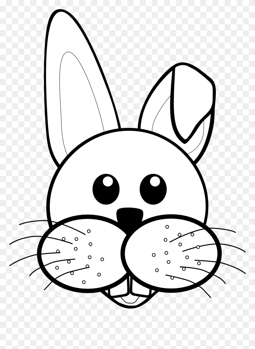 999x1397 Bunny Black And White Rabbit Face Clipart Black And White - Free Rabbit Clipart