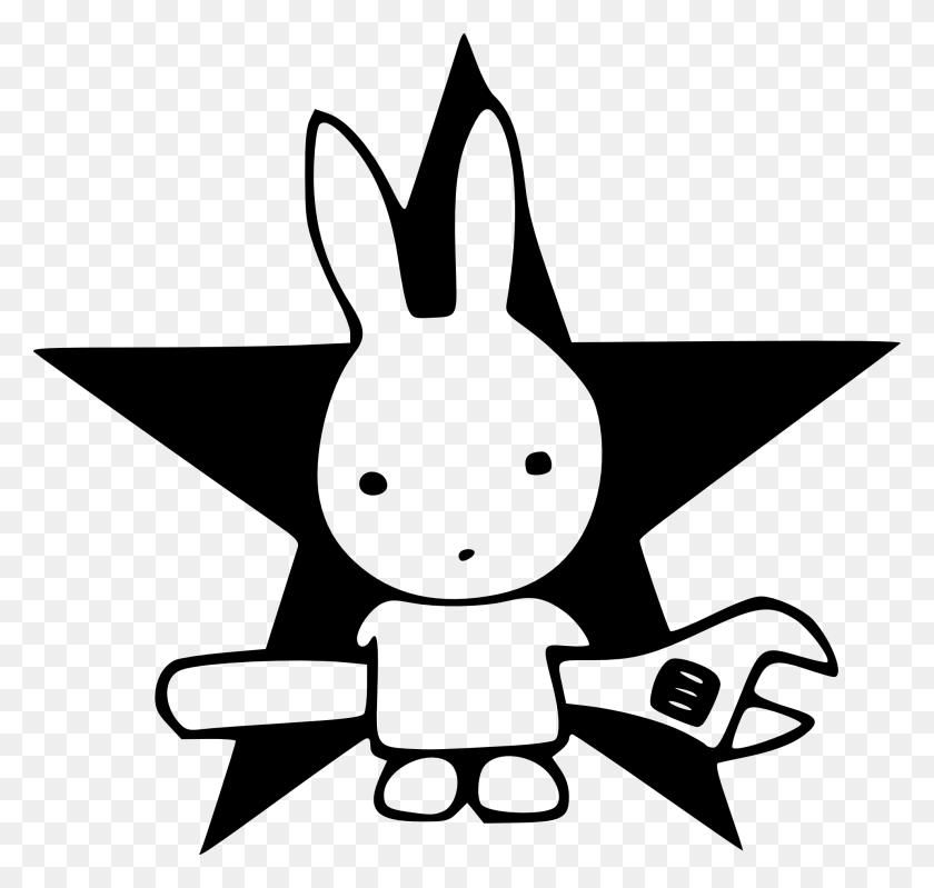 1979x1875 Клипарт Кролик Черно-Белый - Клипарт Белый Кролик