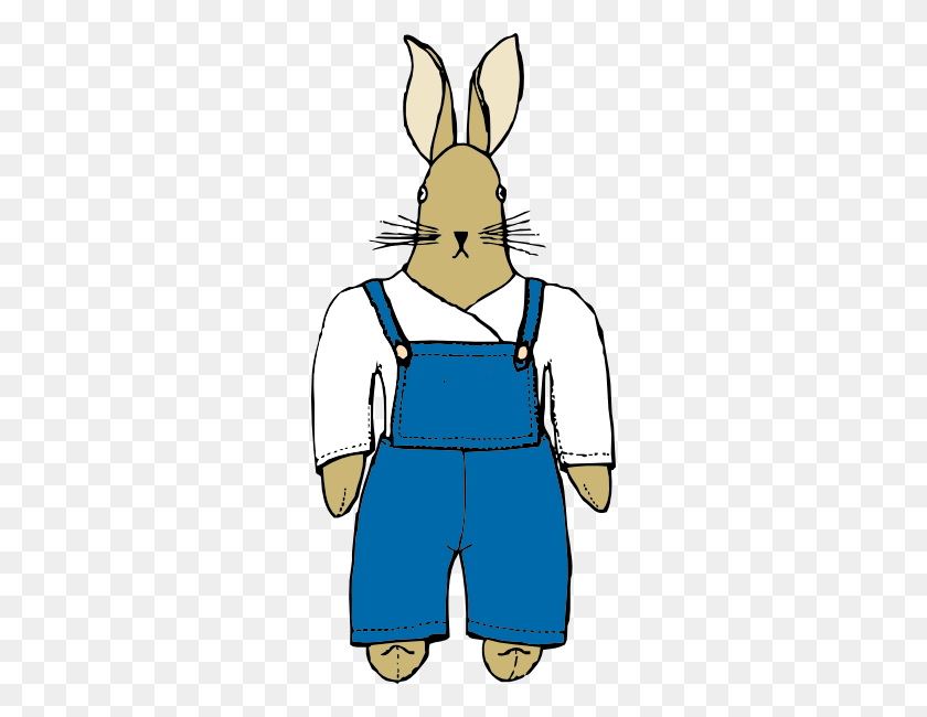 276x590 Bunny In Overalls Front View Clip Art - Overall Clipart