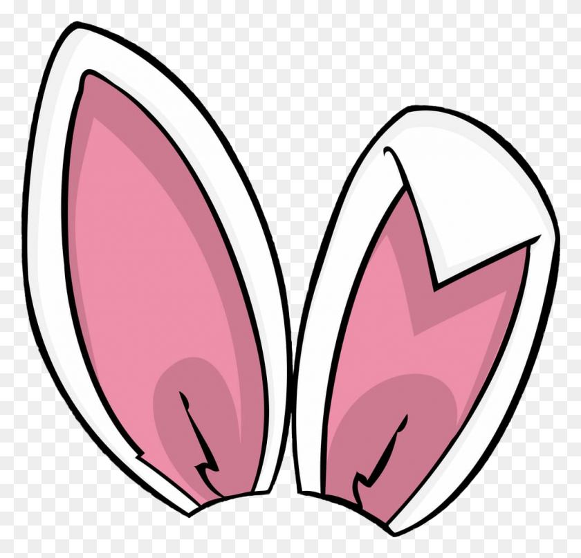 999x958 Bunny Rabbit Ears Features Face Head Pink White Girly - Rabbit Ears PNG