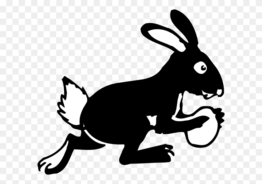 600x532 Bunny Running With Egg Clip Art - Rabbit Running Clipart