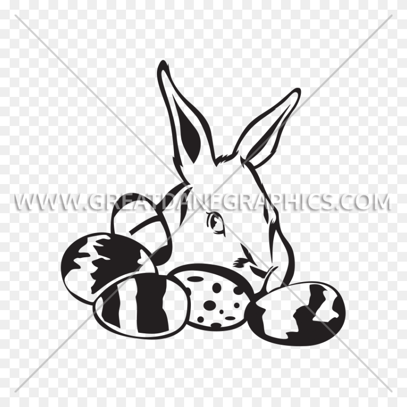 825x825 Bunny With Easter Eggs Production Ready Artwork For T Shirt Printing - Easter Egg Black And White Clipart