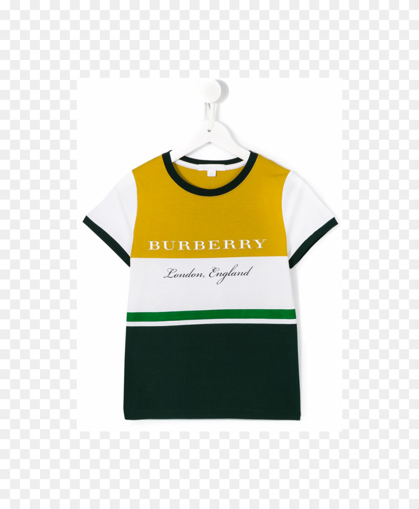 1000x1231 Burberry Kids Striped T Shirt In Green - Burberry Logo PNG