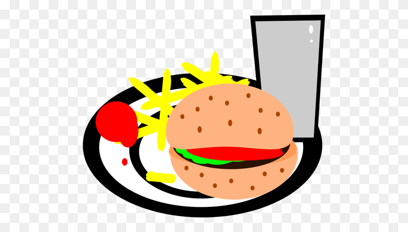 500x419 Burger And Chips Vector Clip Art - Pickle Clipart