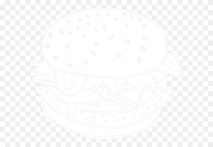 600x520 Burger White Clip Art - Burger Clipart Black And White