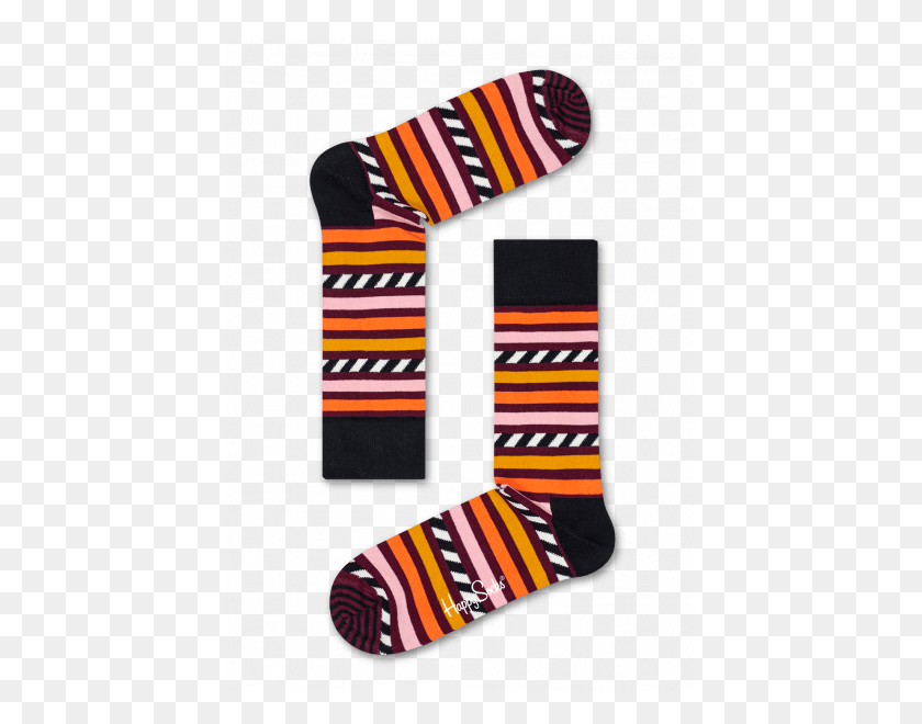 427x600 Бордовые Носки С Круглым Вырезом В Полоску С Рисунком Happy Socks - Диагональные Полосы В Png