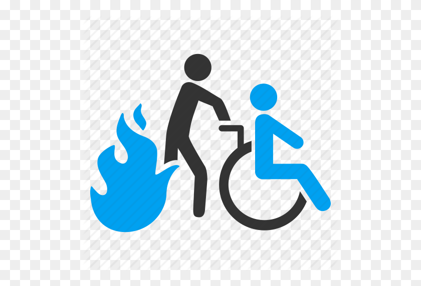 512x512 Burn, Evacuation, Fire Exit, Flame, Invalid Person, Patient Chair - Evacuation Clipart