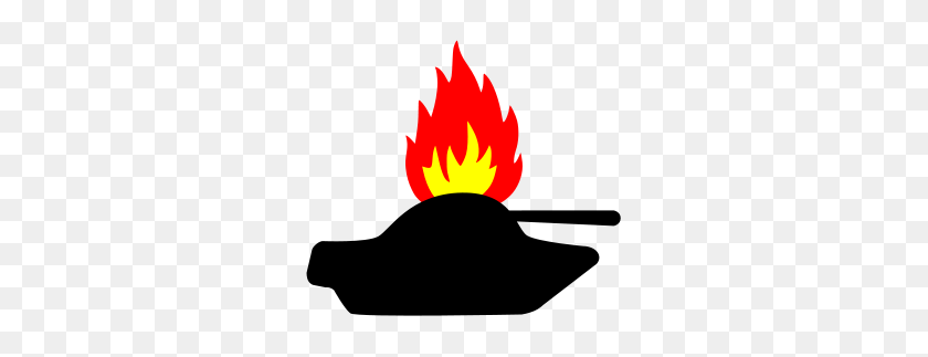 300x263 Burning Tank Png Clip Arts For Web - Militarism Clipart