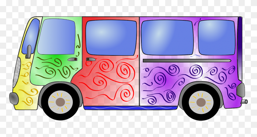 1280x640 Bus Driver Car Volkswagen Type Clip Art - Hippie Van Clipart
