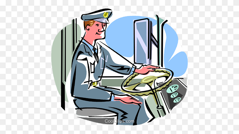 480x412 Bus Driver Royalty Free Vector Clip Art Illustration - Segway Clipart