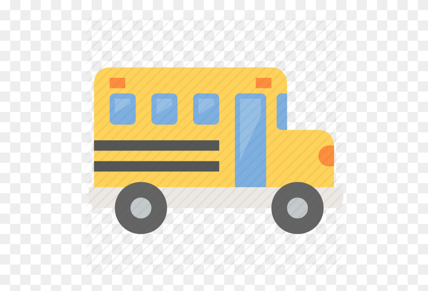512x512 Autobús, Escuela Primaria, Aprendizaje, Paseo, Escuela, Autobús Escolar, Icono Amarillo - Escuela Emoji Png