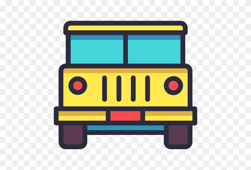 512x512 Автобус, Школа, Транспорт, Значок Транспортного Средства - Школьный Автобус Png