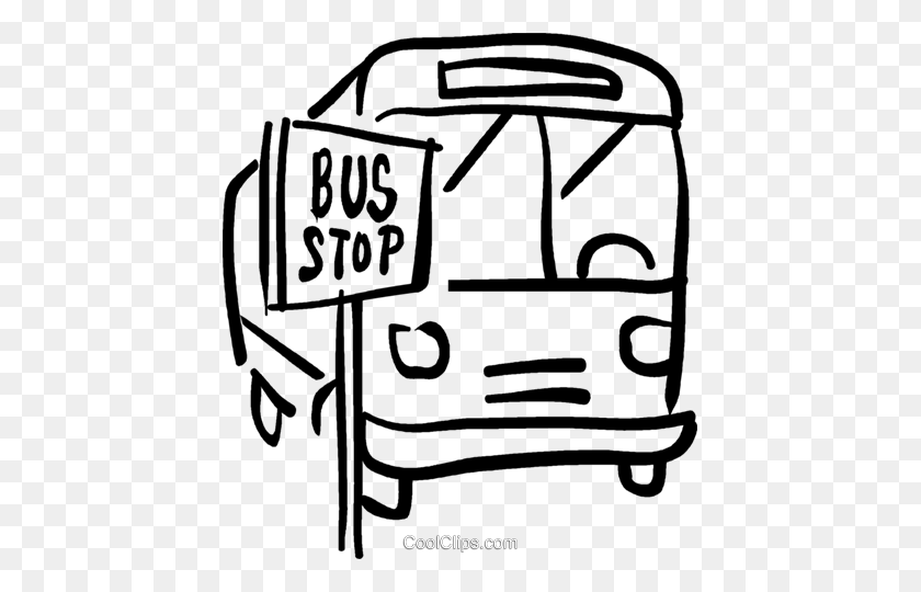 433x480 Bus St The Bus Stop Royalty Free Vector Clipart Illustration - Transporte Clipart Blanco Y Negro