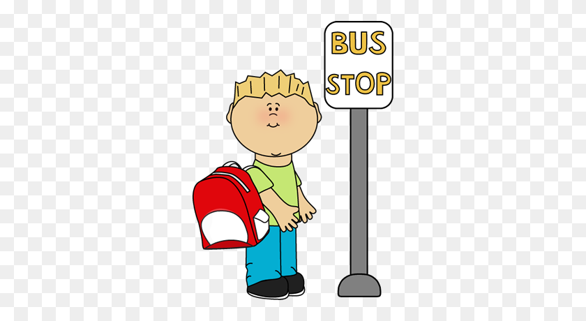 288x400 Bus Stop Animation School, Bus Stop And Children - Pre K Clipart