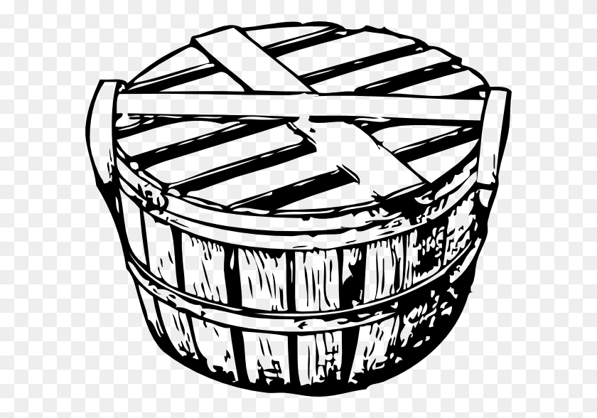 600x528 Bushel Basket With Cover Clip Art Free Vector - Basket Clipart Free