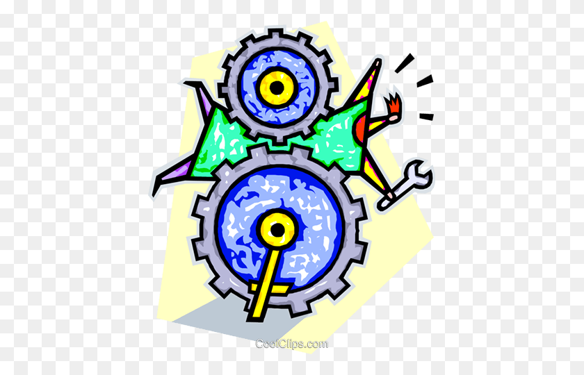 413x480 Business Getting Stuck In The Gears Royalty Free Vector Clip Art - Gears Images Clip Art
