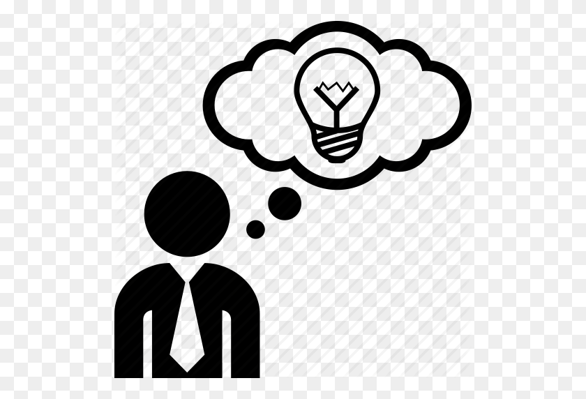 512x512 Business, Idea, Lightbulb, Man, Person, Think, Thinking Icon - Person Thinking PNG