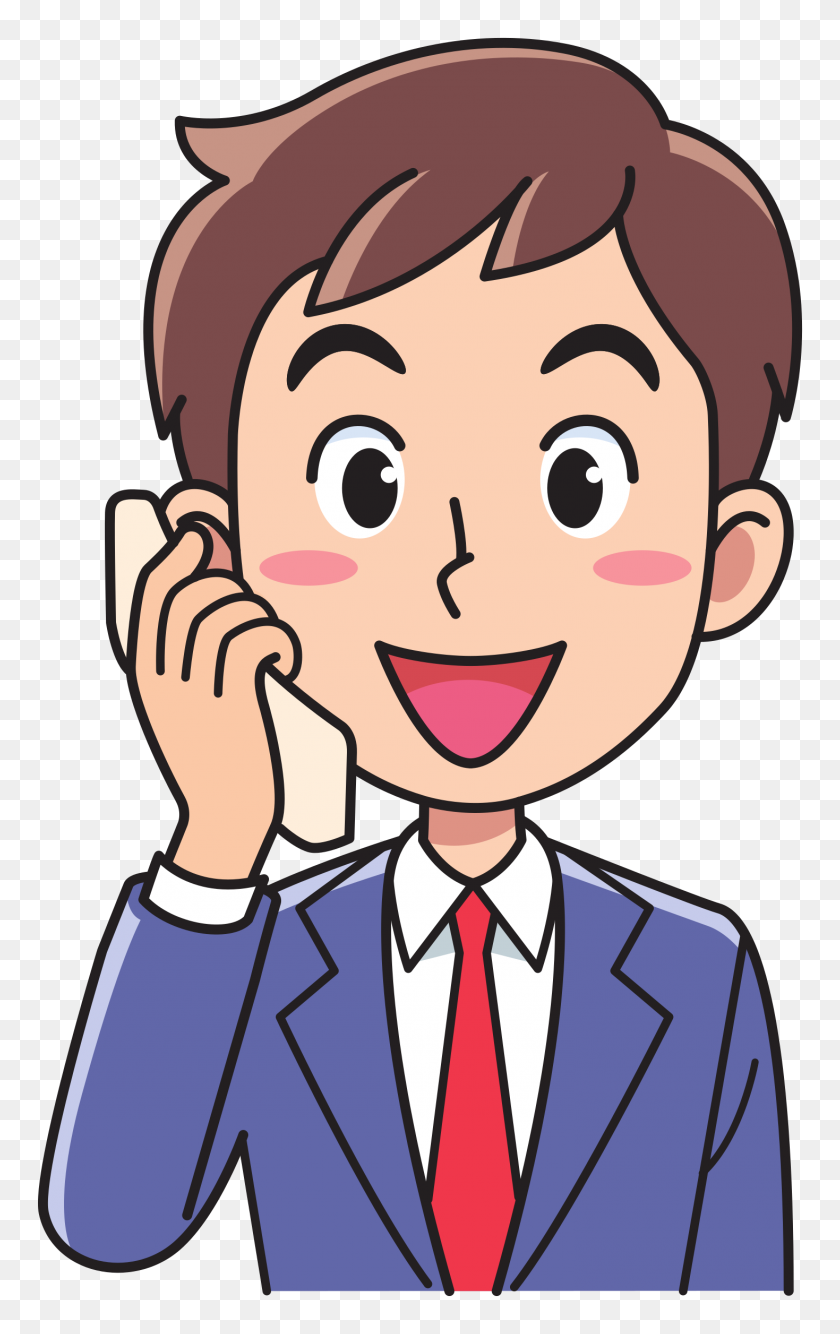 1469x2400 Business Man Using A Phone Icons Png - Cartoon Phone PNG