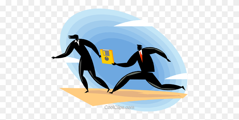 480x363 Business People In A Relay Race Royalty Free Vector Clip Art - Relay Race Clipart