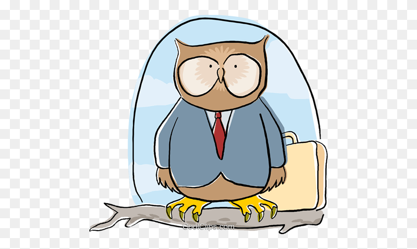 480x442 Business Wise Owl Sitting On A Branch Royalty Free Vector Clip Art - Wise Clipart